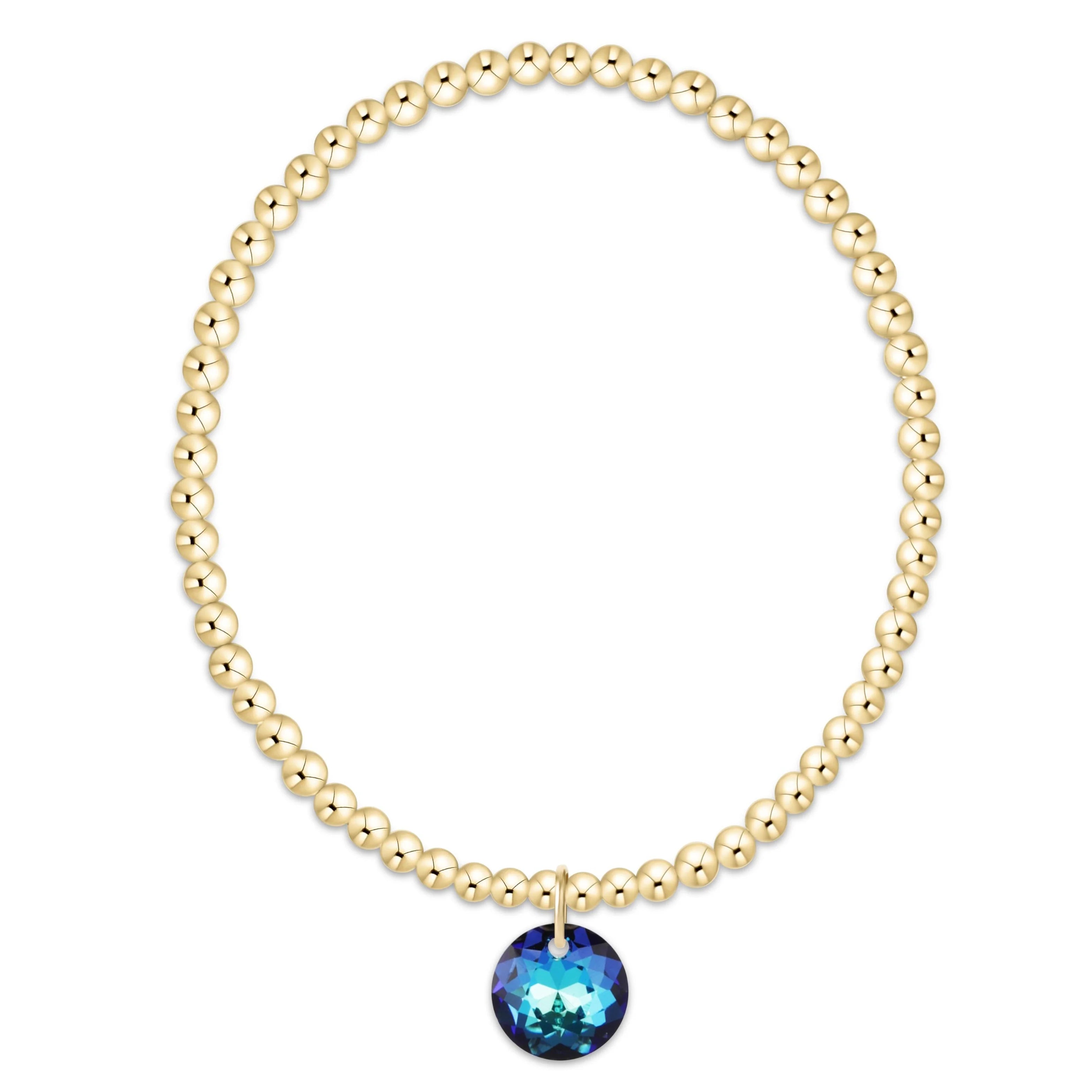 Classic Gold 3mm Bracelet - Reflection Charm - December