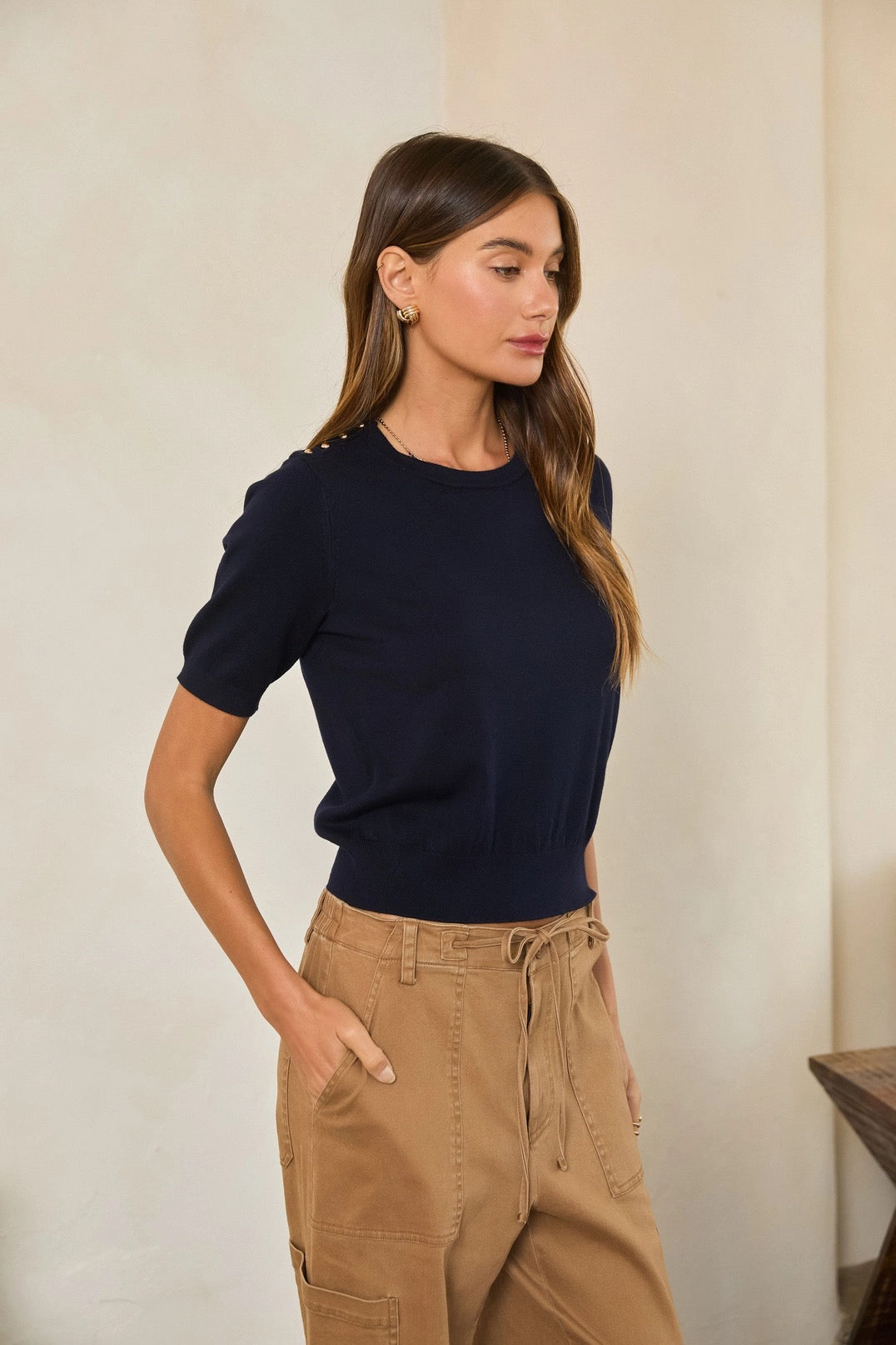 Crewneck Short Sleeve Sweater