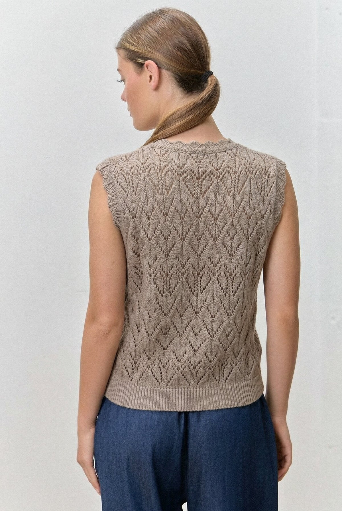 Sleeveless Pointelle Sweater