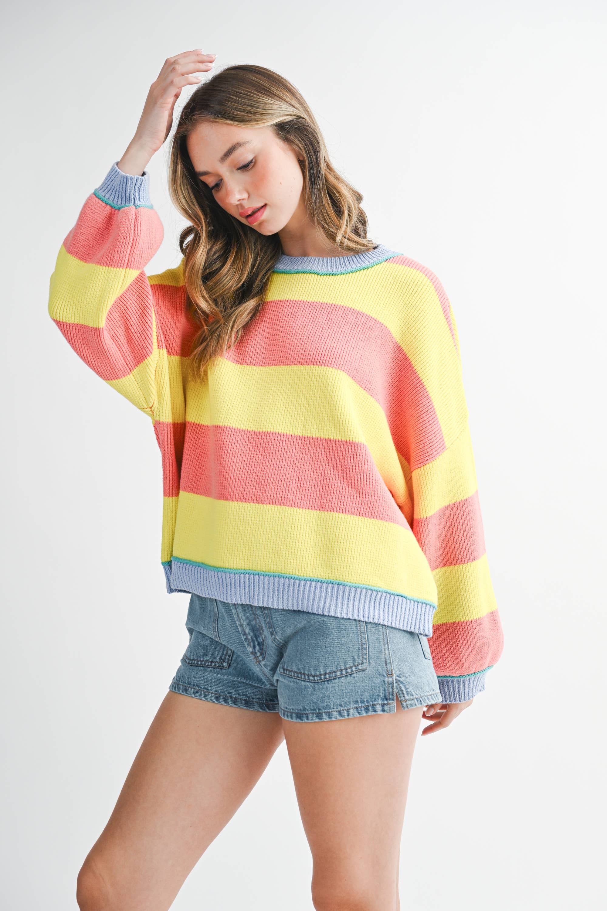 Striped Crewneck Pullover Sweater