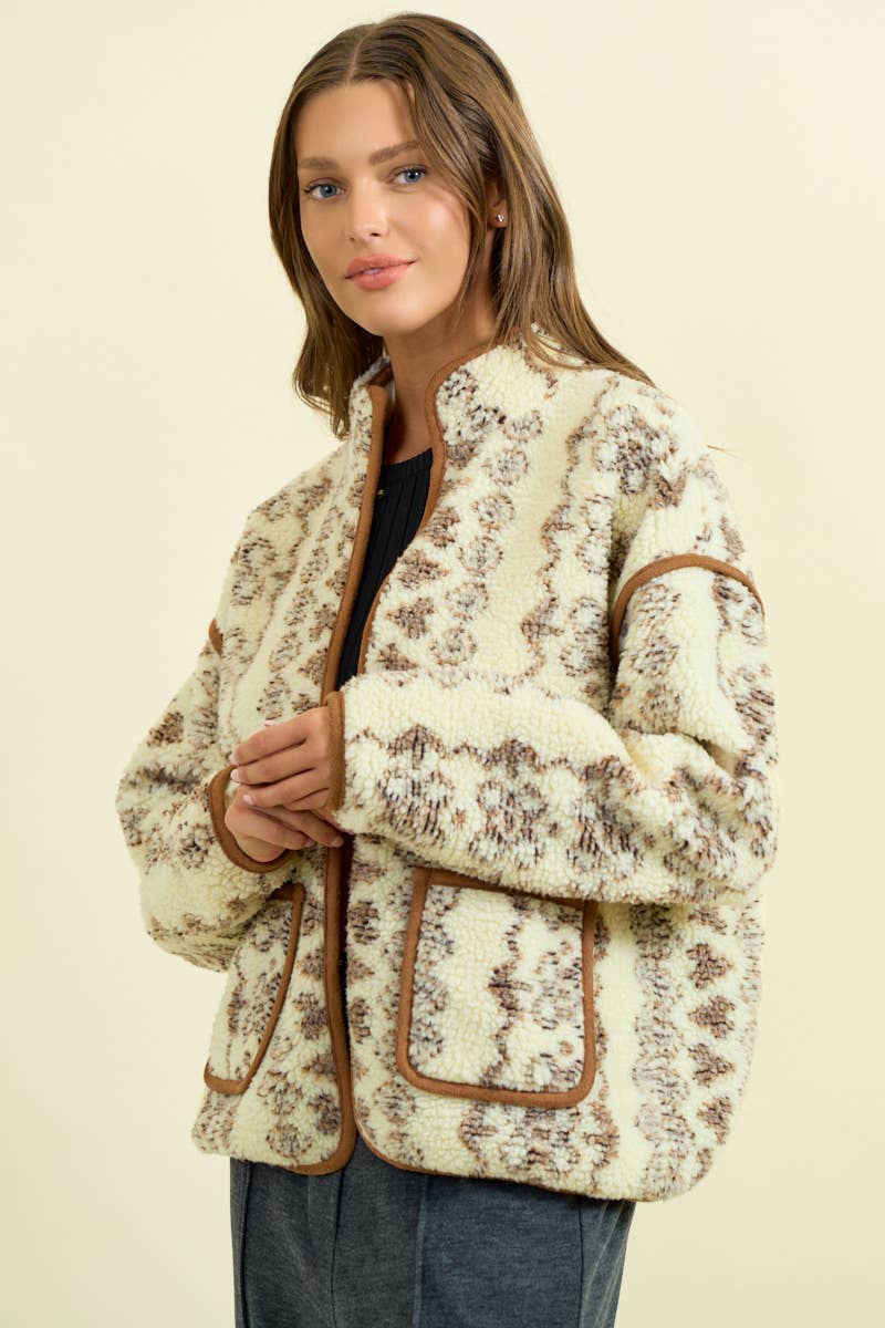 FAIRISLE FAUX SHEARLIING SWEATSHIRT