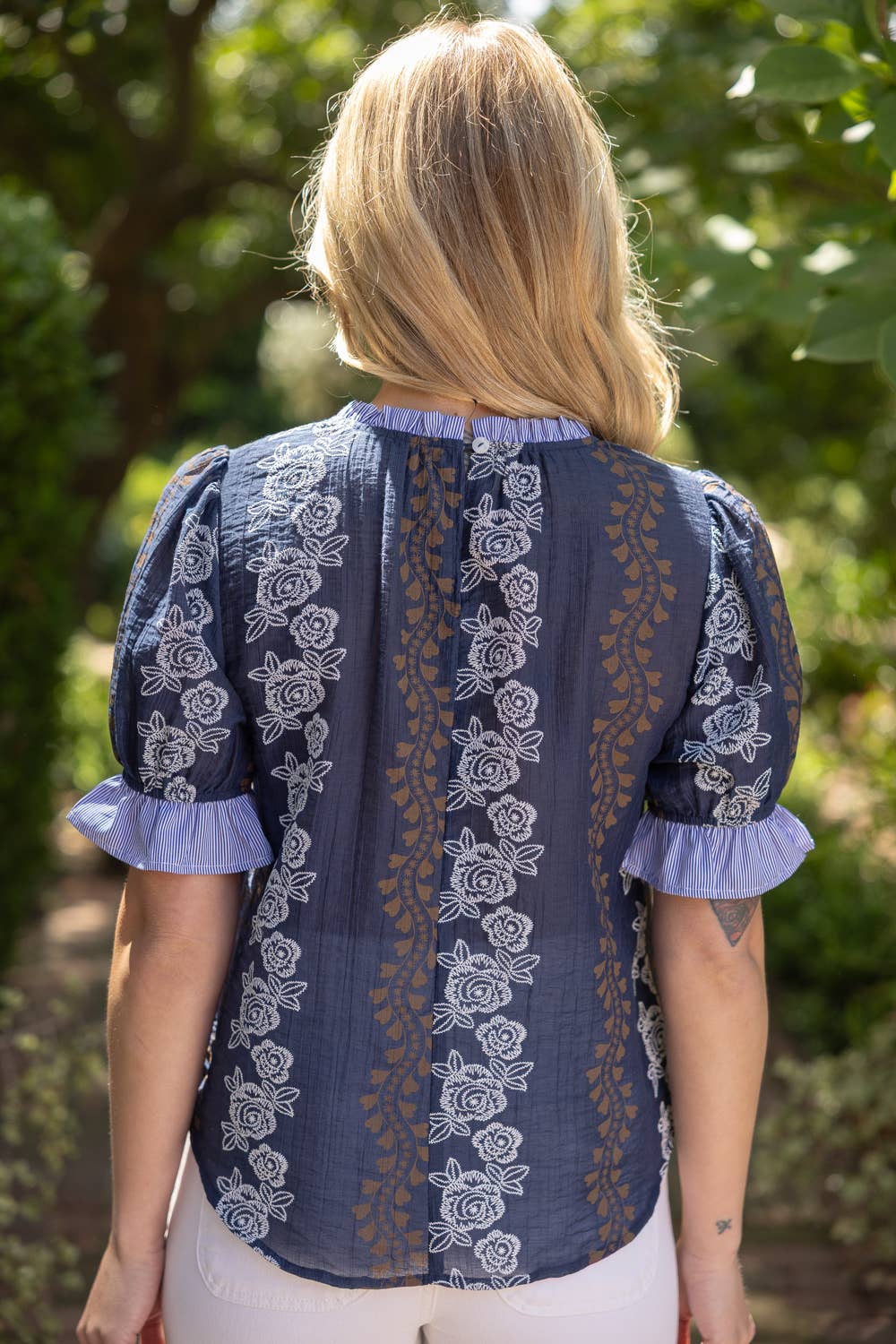 Stripe Floral Printed Top