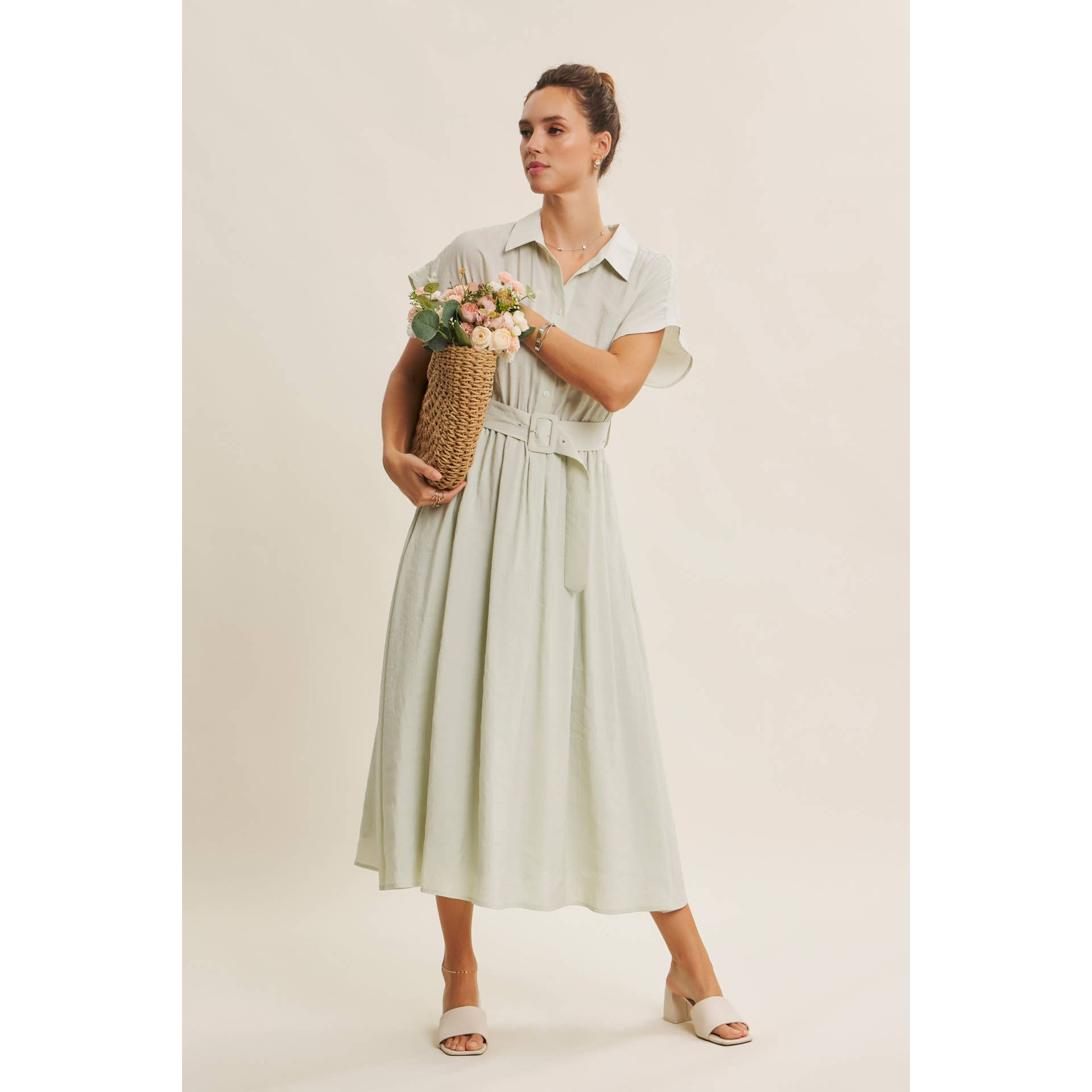 MIDI DRESS WITH BELT