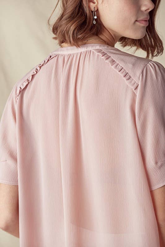 Ruffle Detail Puff Sleeve Blouse