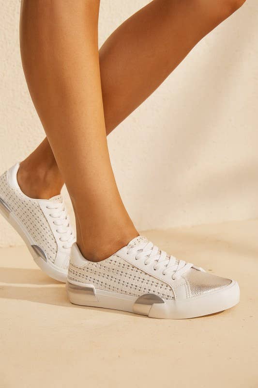 Lace up Textured Woven Sneaker