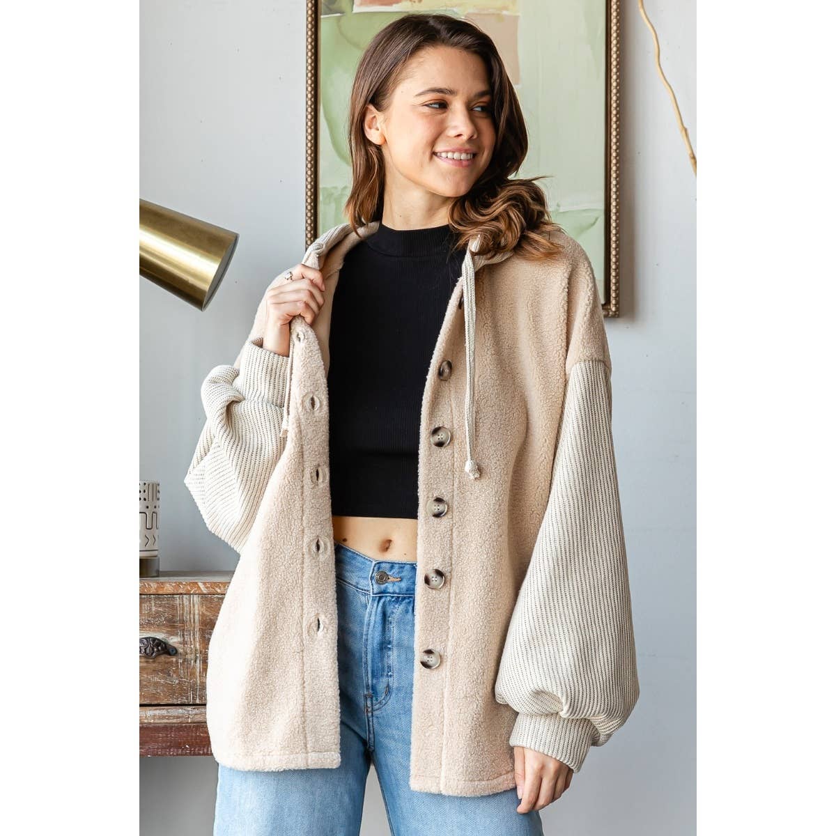 Rib Sherpha Hooded Shacket