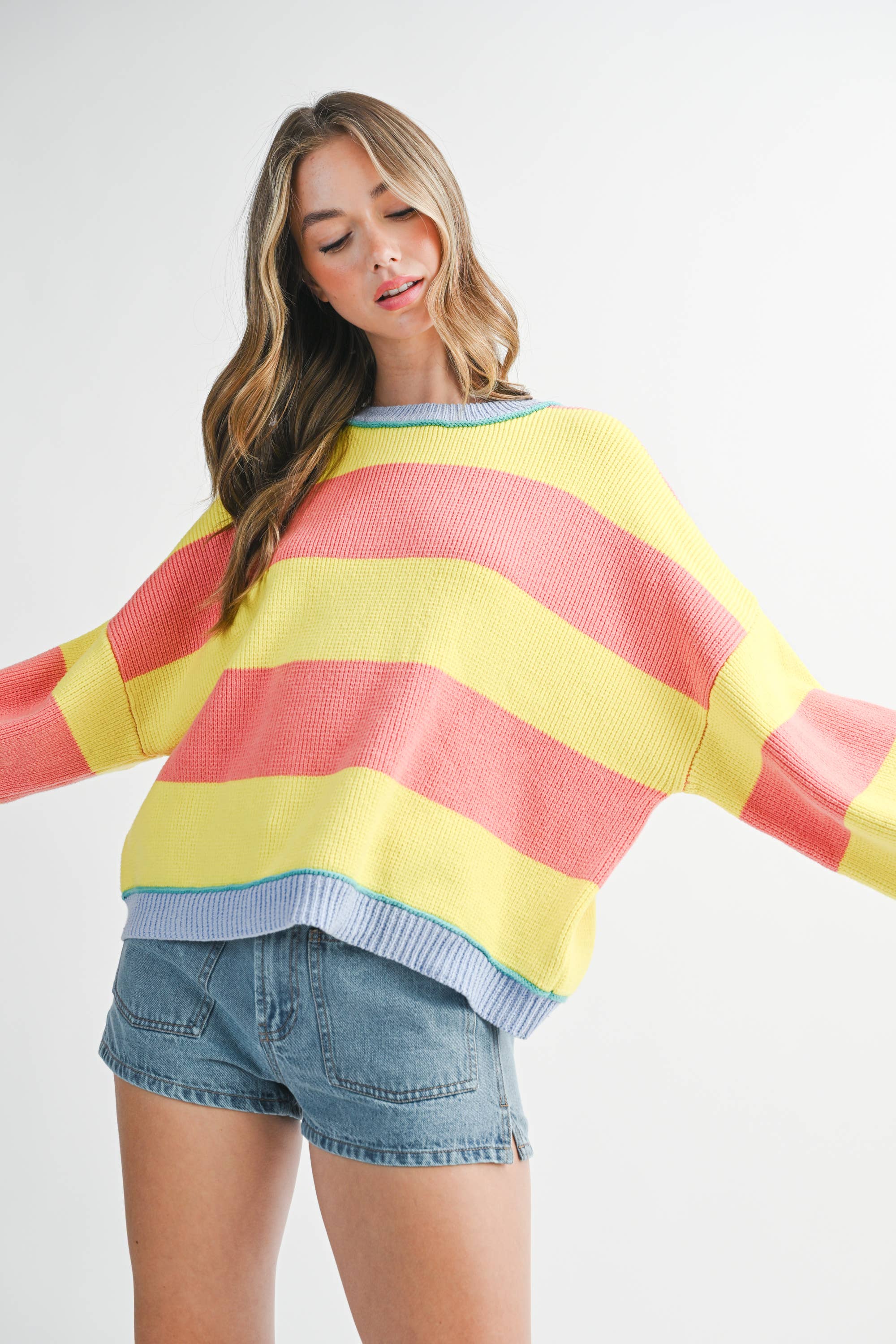 Striped Crewneck Pullover Sweater