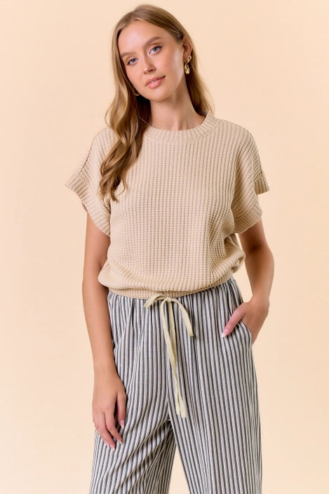 Cotton Waffle Dolman Top