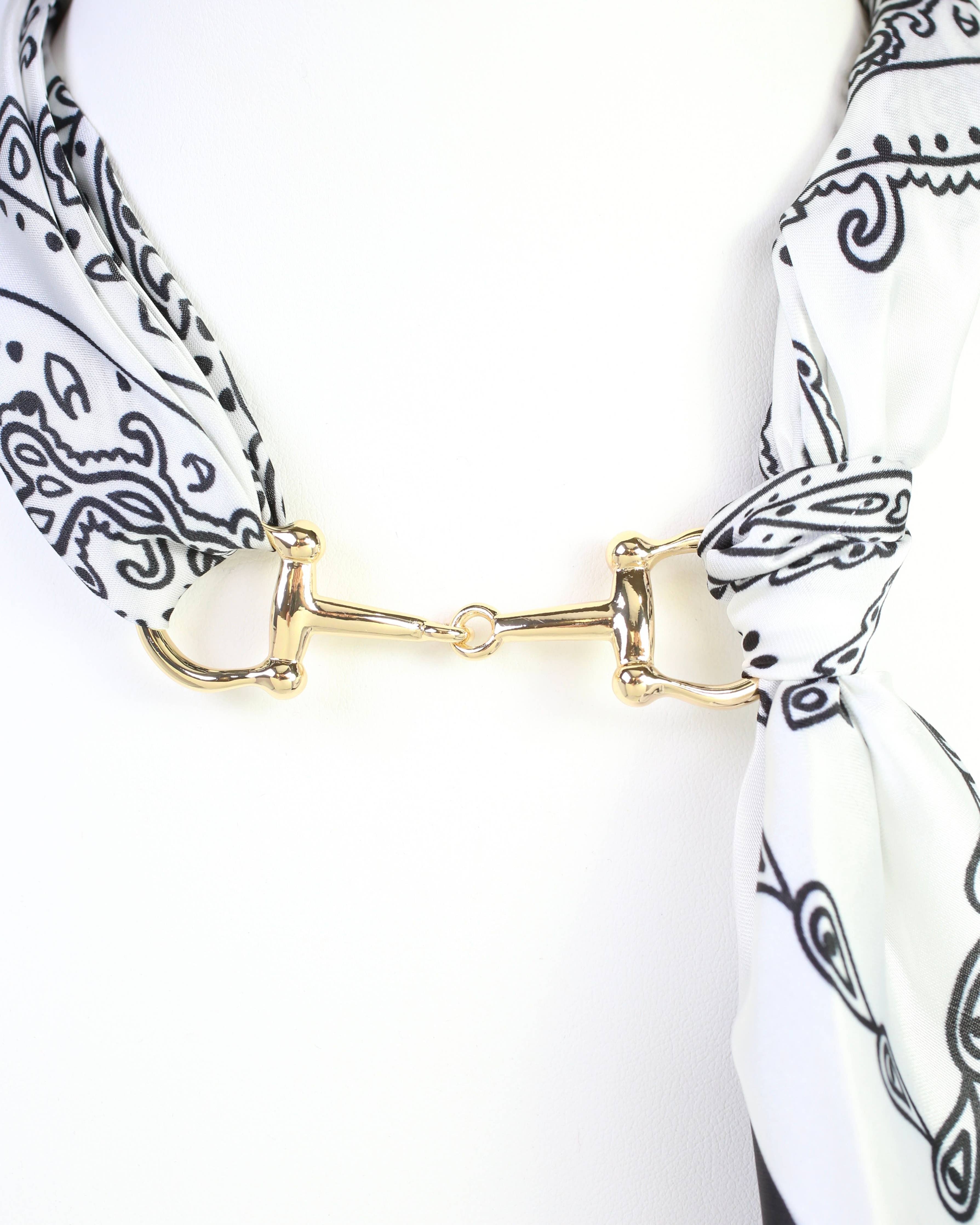 Lana Horsebit Scarf Necklace Black White