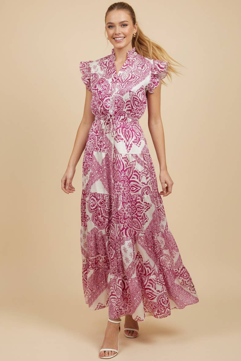 PAISLEY PRINT MAXI DRESS