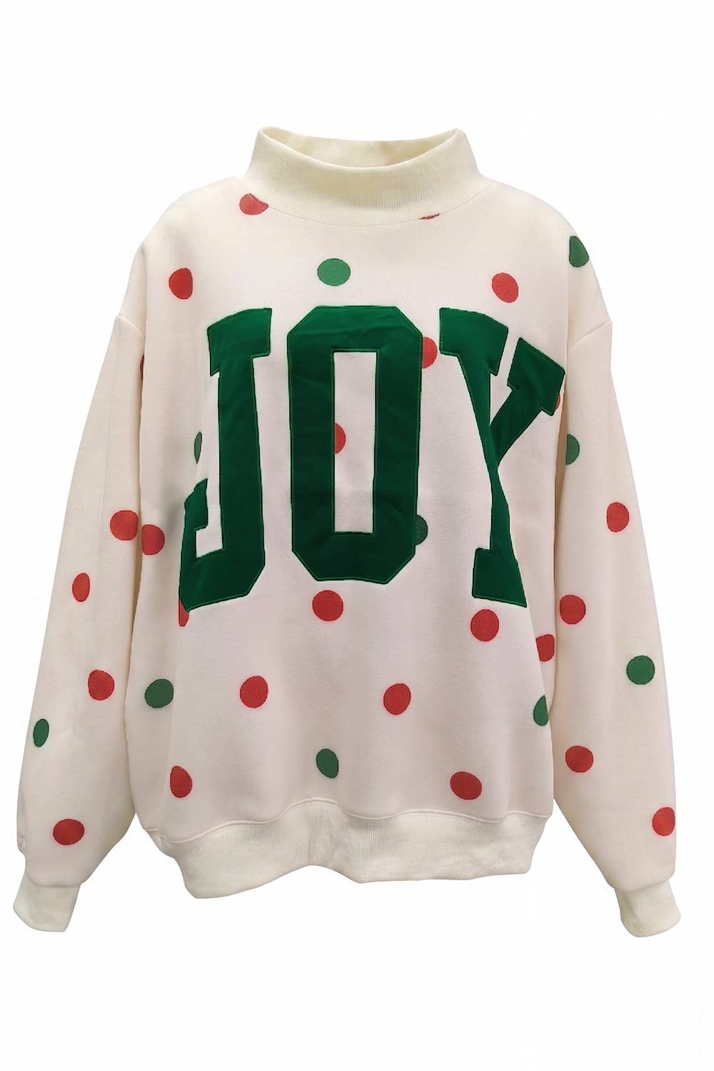 'JOY' Applique Patch Polka-Dot Sweatshirt