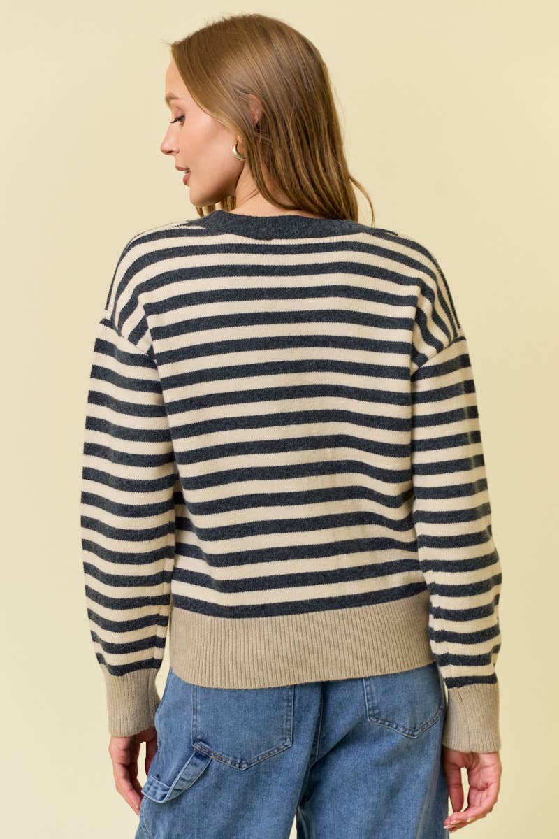 STRIPE CARDIGAN SWEATER