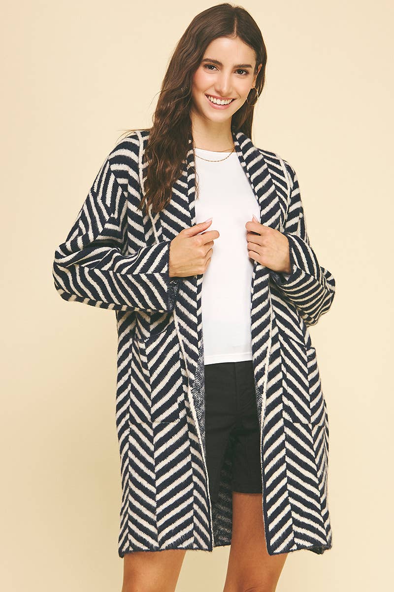 DIAGONAL STRIPE CARDIGAN