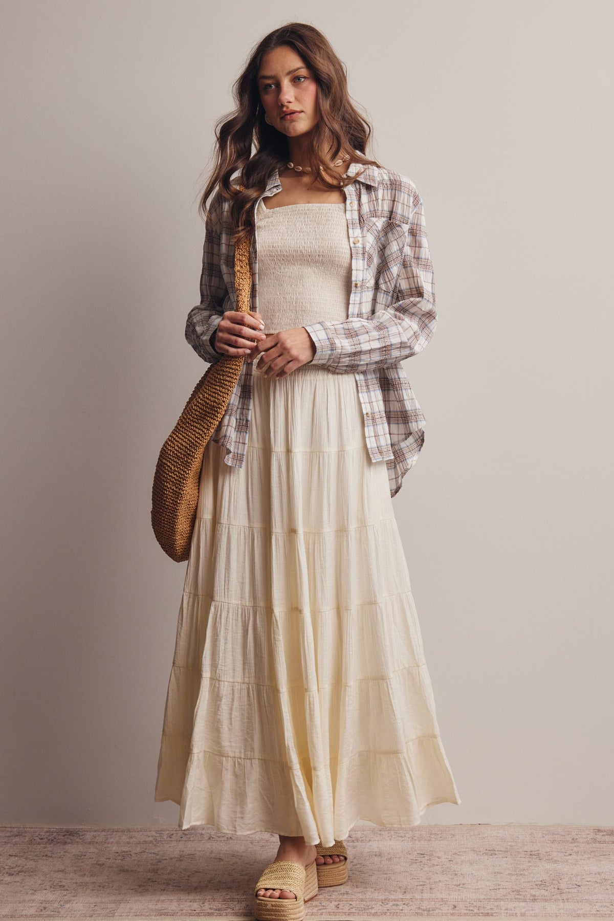 Soft Plaid Button-Up Shirt