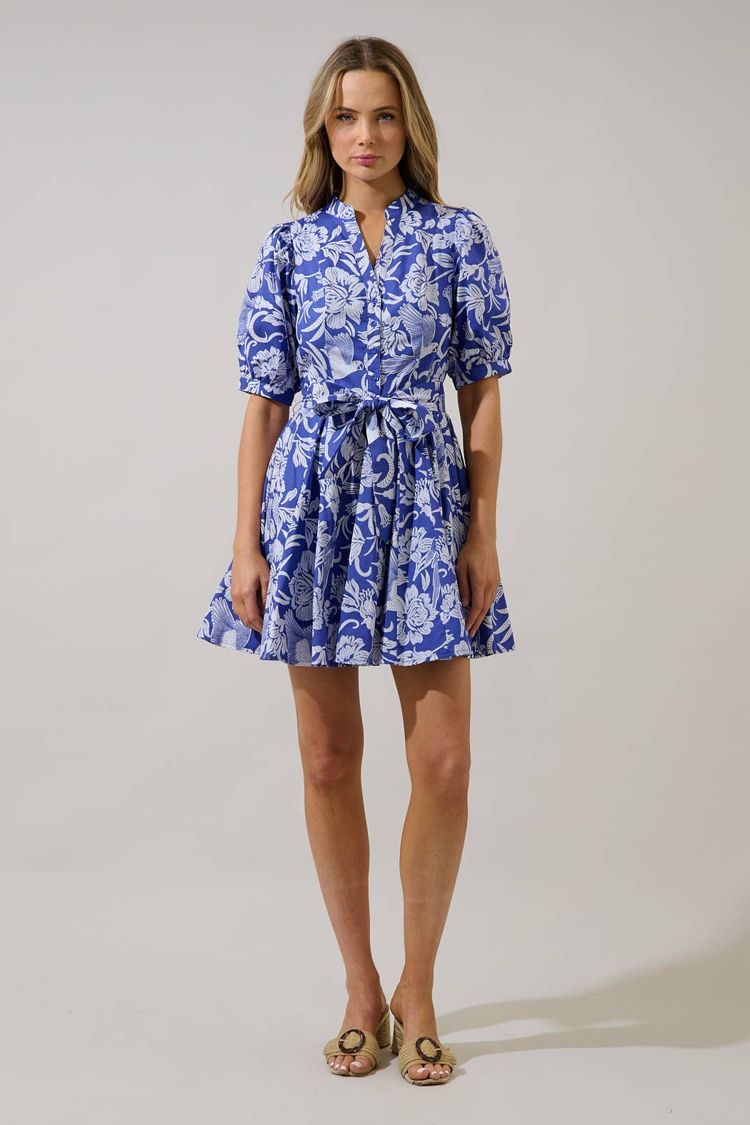 Viry Floral Pleated Mini Dress