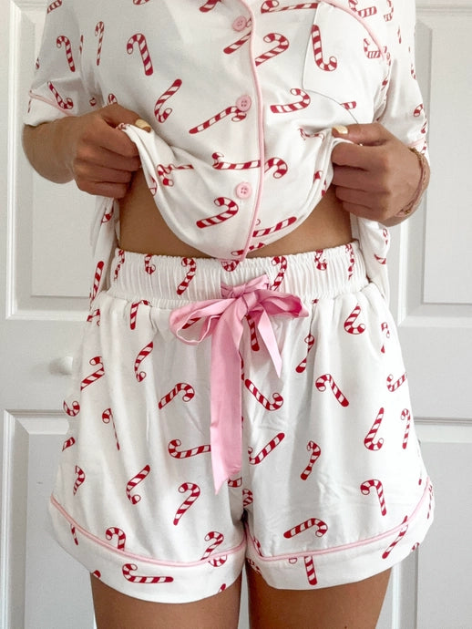 Candy Cane Holiday PJ's - Pajama Shorts