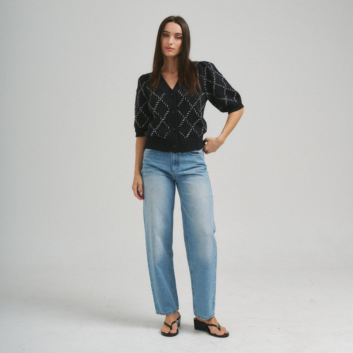 Whipstitch Diamond Cardigan
