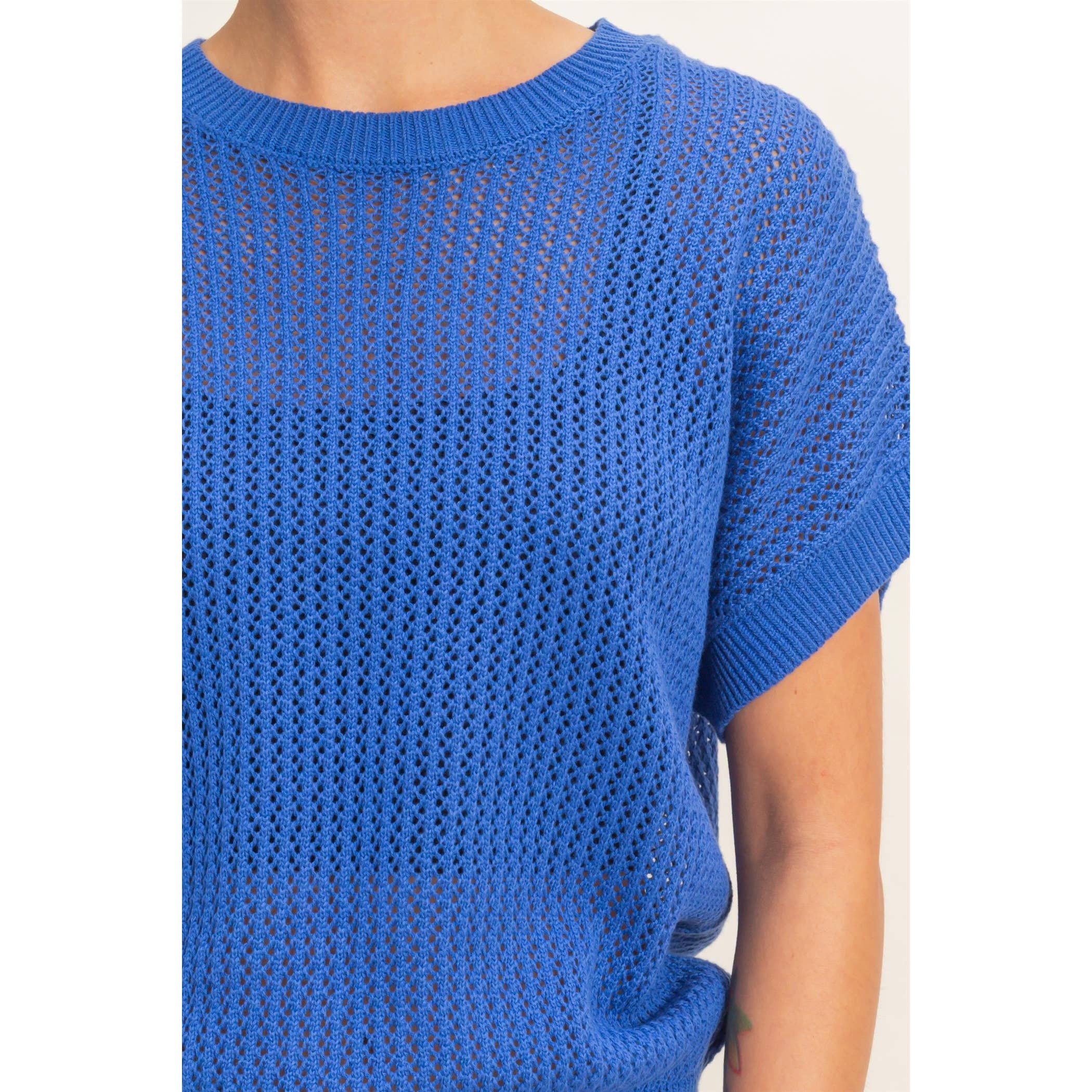 Open-Knit Dolman Sleeve Top