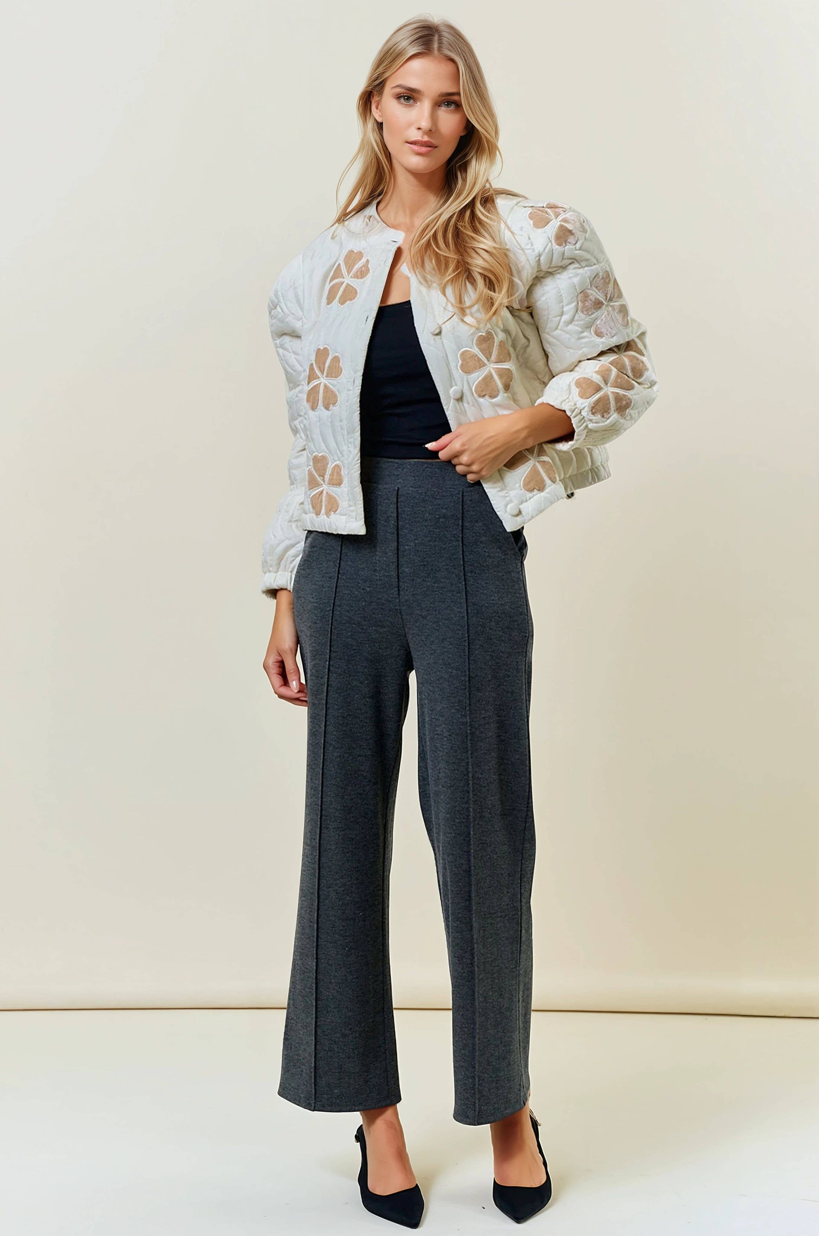 PUFF SLEEVE QUILTED JACKET
