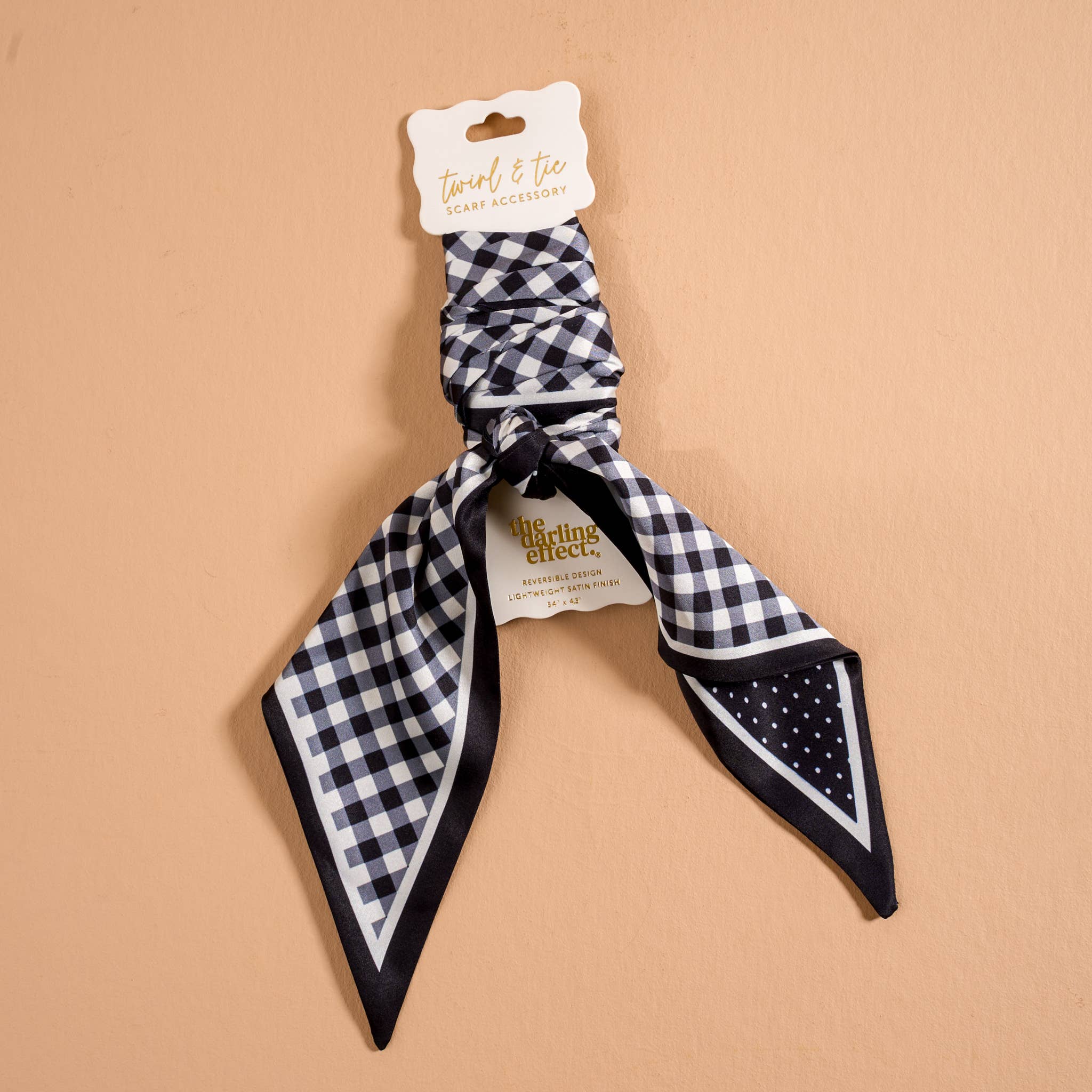 Twirl & Tie Scarf Accessory-Gingham Black