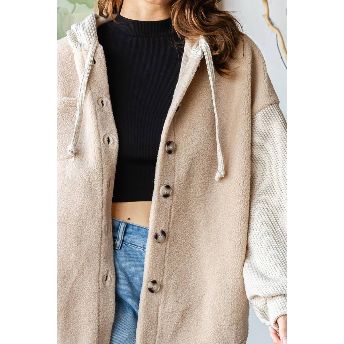 Rib Sherpha Hooded Shacket