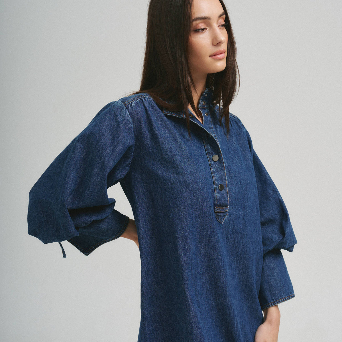 Quarter sleeve denim mini dress