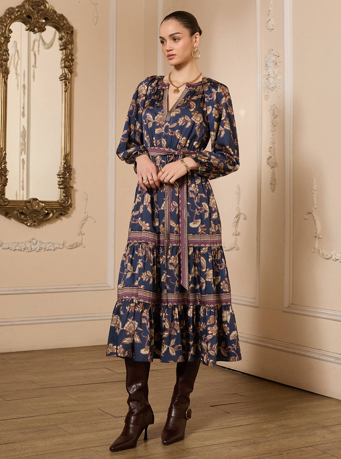 Floral Tiered Midi Dress