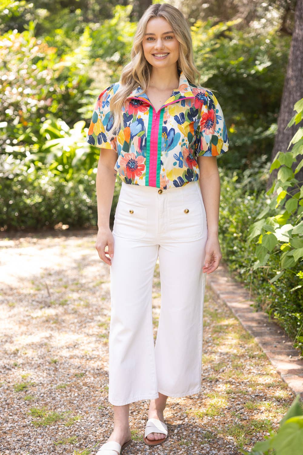 Watercolor Floral Print Top