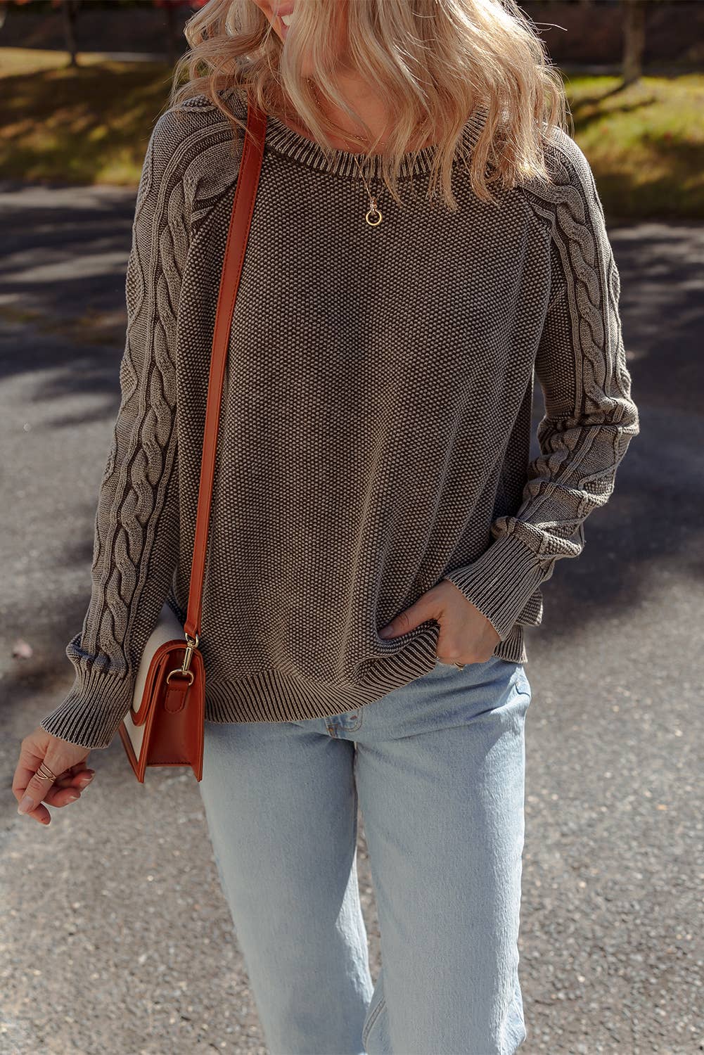 Contrast Cable Knit Sweater