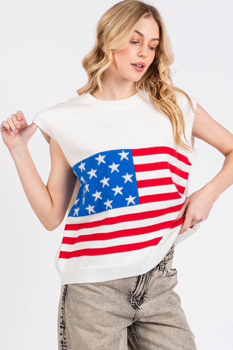AMERICAN FLAG SWEATER VEST
