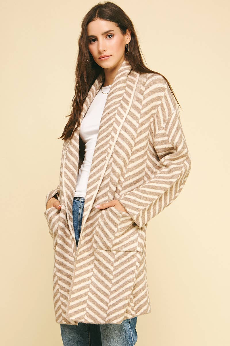 DIAGONAL STRIPE CARDIGAN