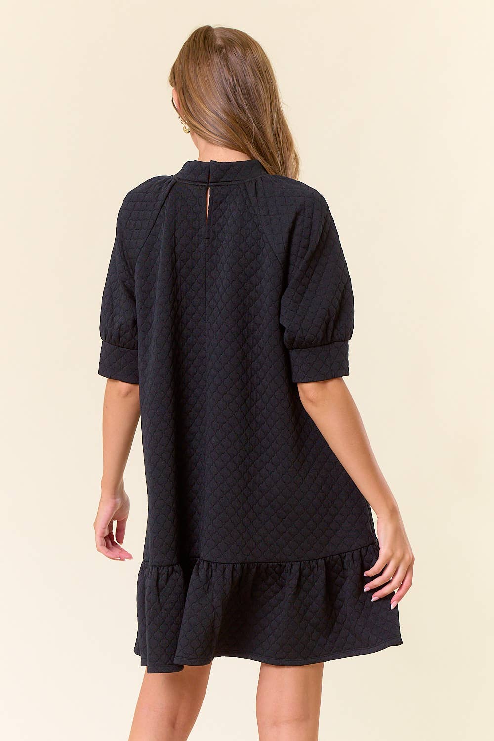 Quilted Mock Neck Mini Dress