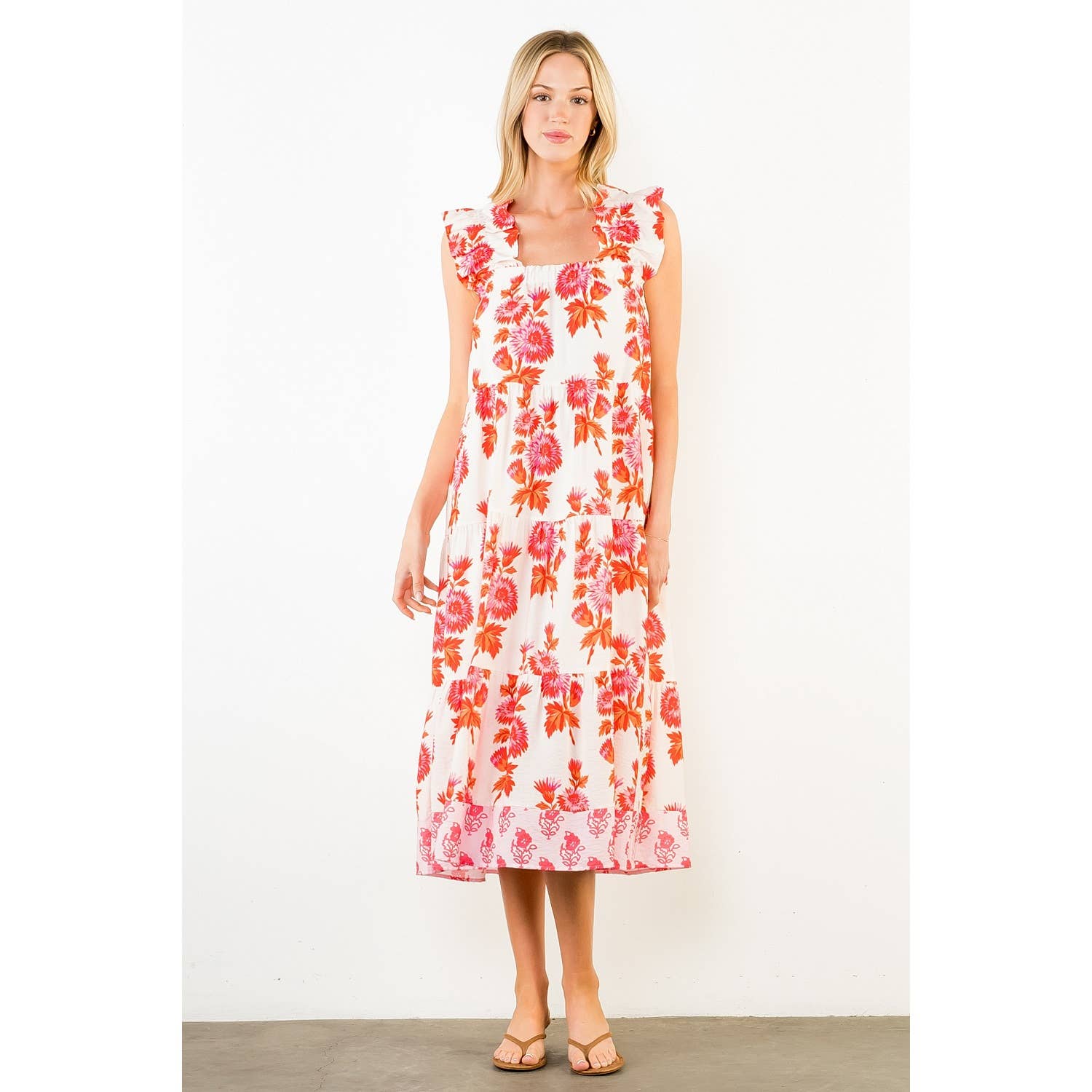 Flutter Sleeve Floral Tiered Dress
