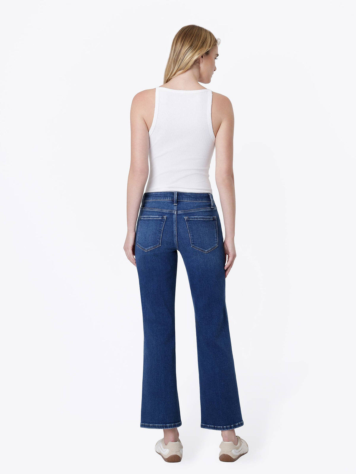 MID RISE DARK WASH ANKLE SLIM WIDE JEANS LV2357