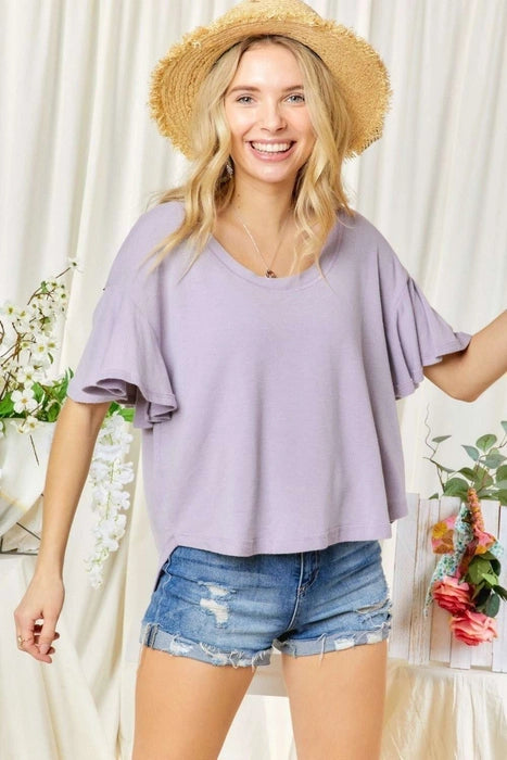 Boat Neck Ruffle Top