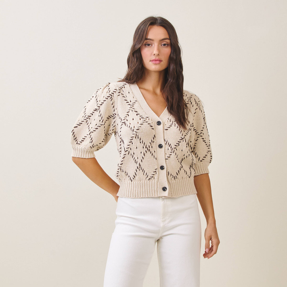 Whipstitch Diamond Cardigan