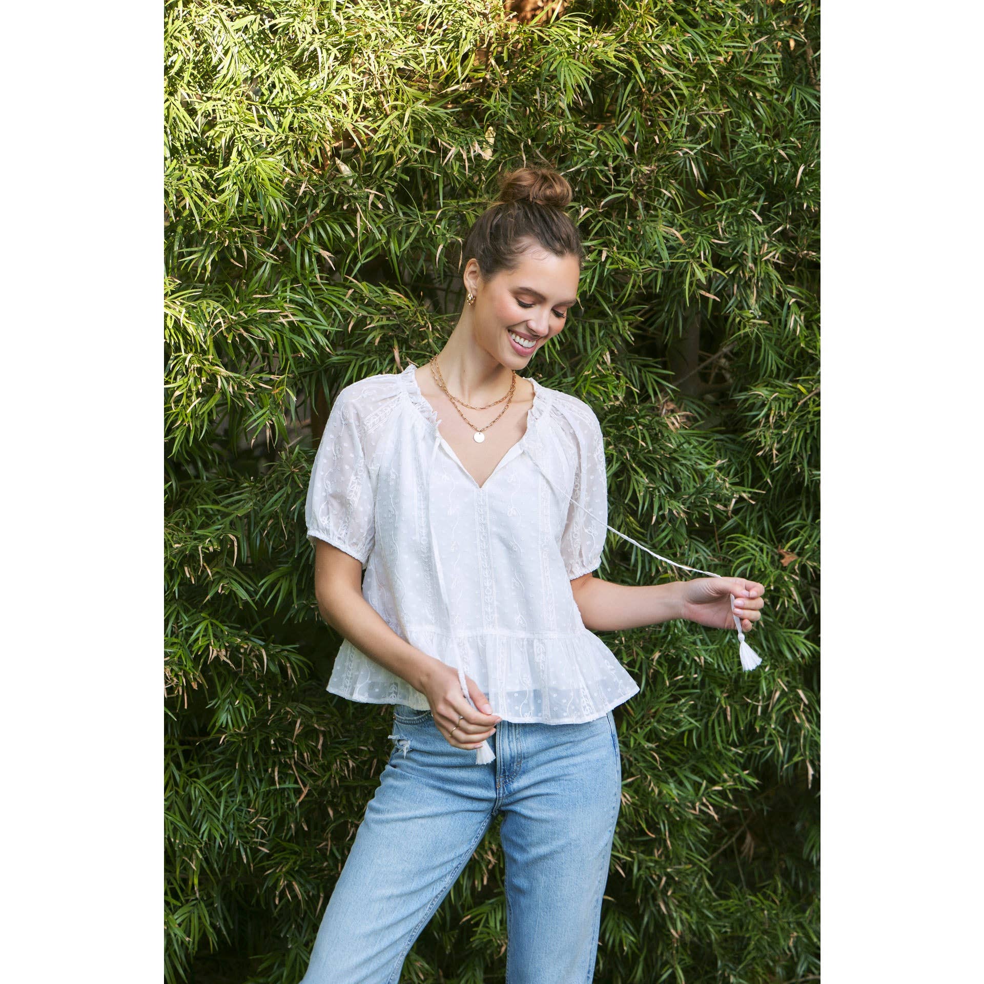 EMBROIDERED CHIFFON BLOUSE