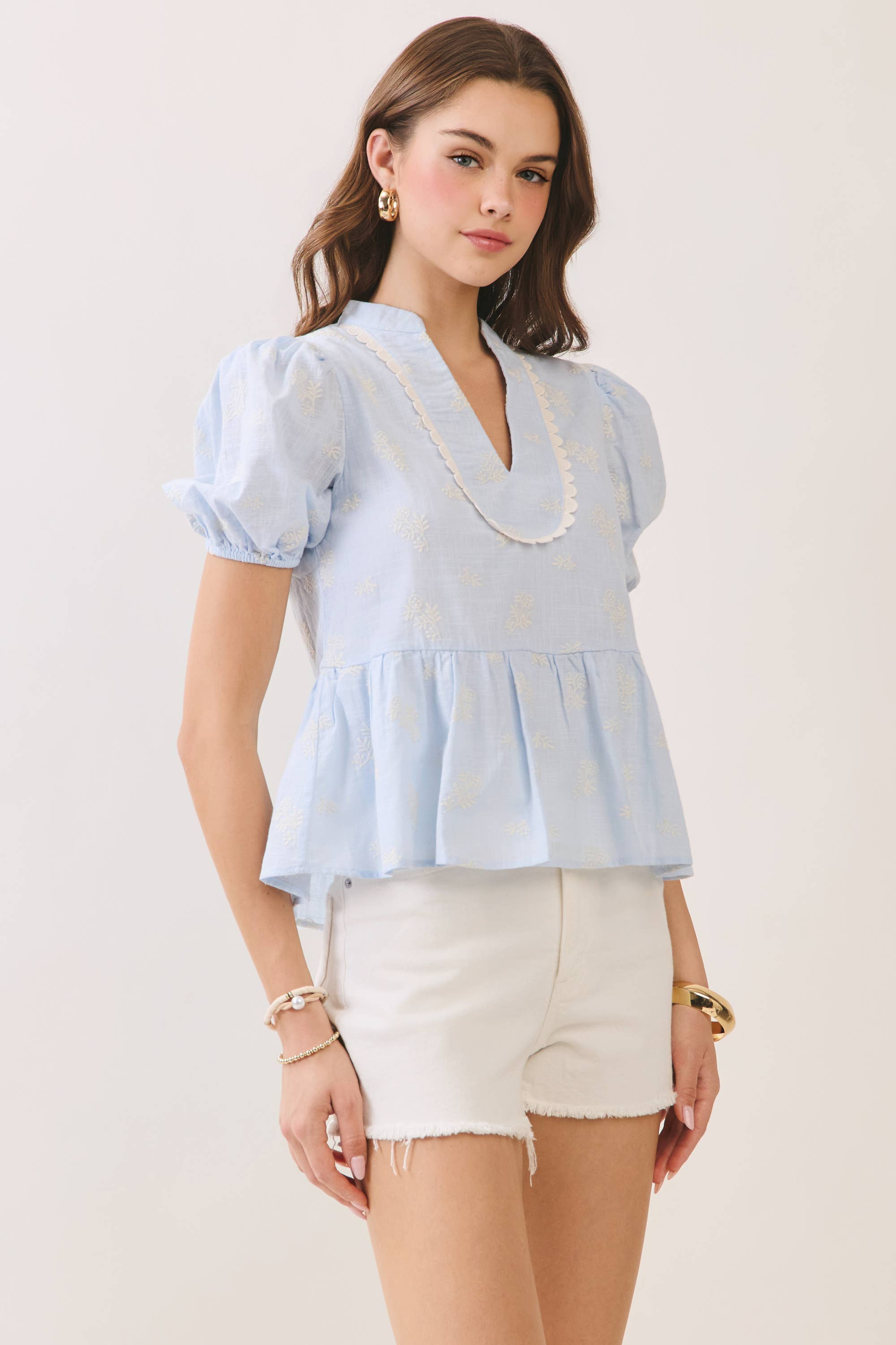 Peplum Puff Sleeve Top