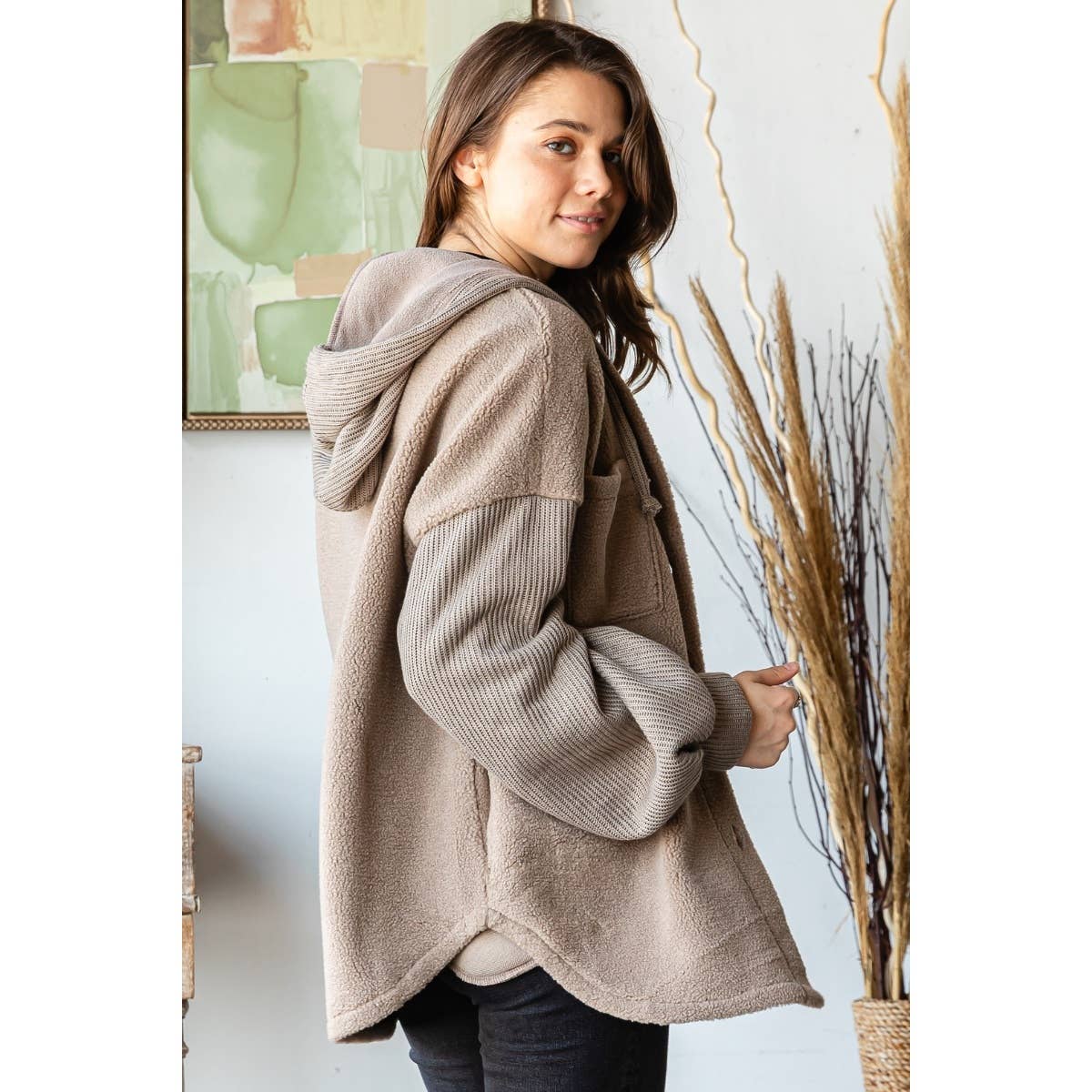 Rib Sherpha Hooded Shacket