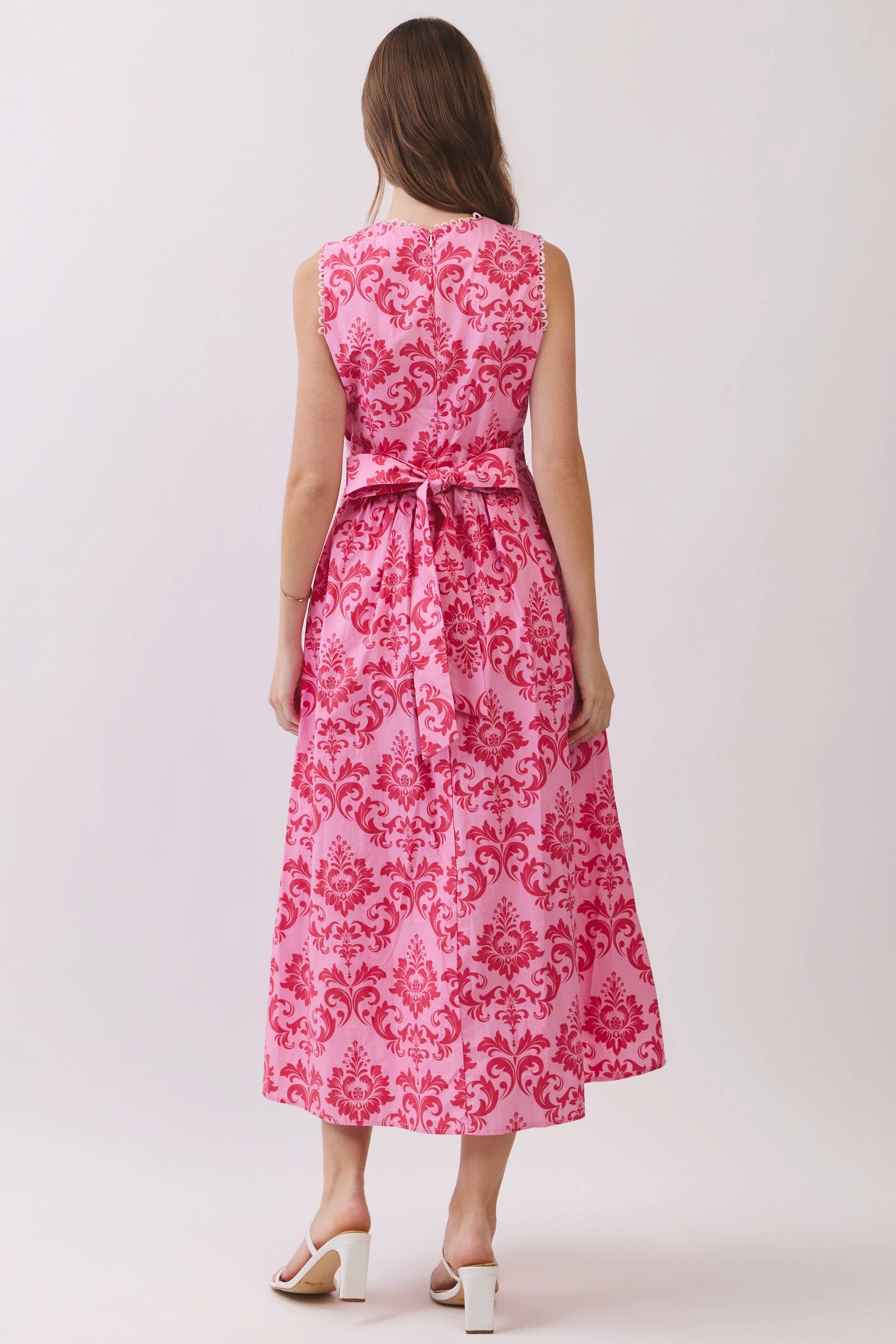 Floral V Neck Midi Dress