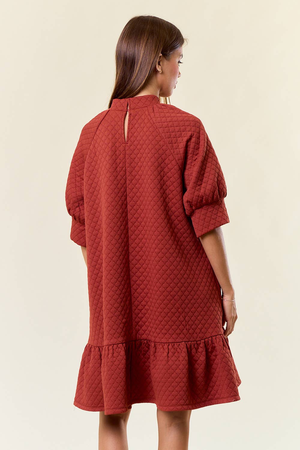 Quilted Mock Neck Mini Dress