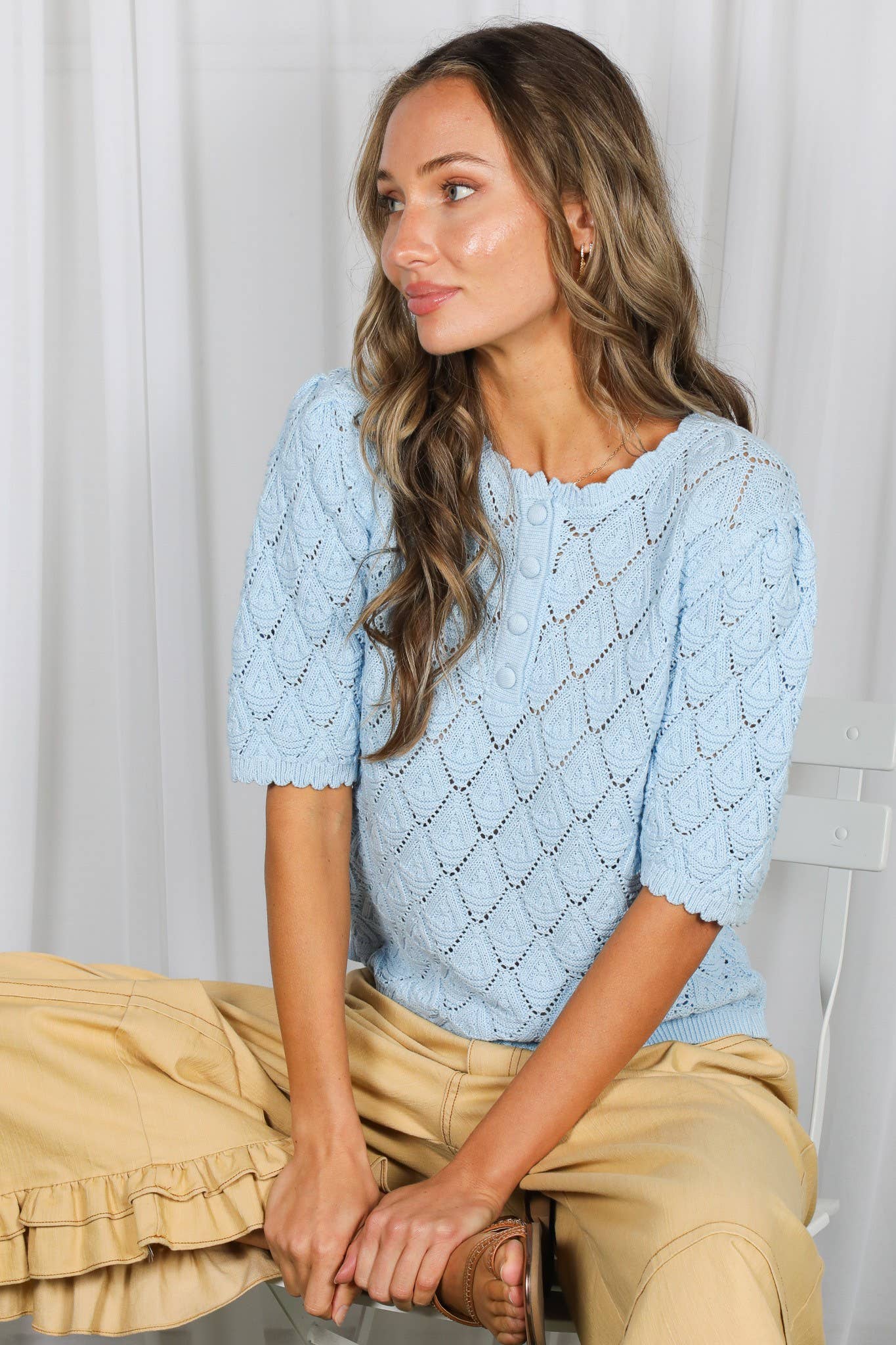 Textured Cotton Knitted Sweater