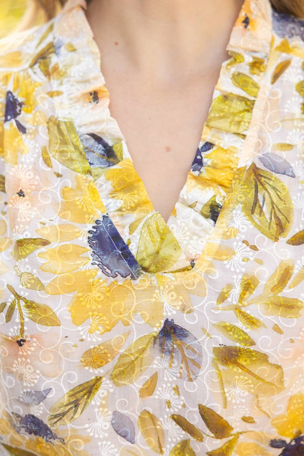 Floral Print Embroidery Top