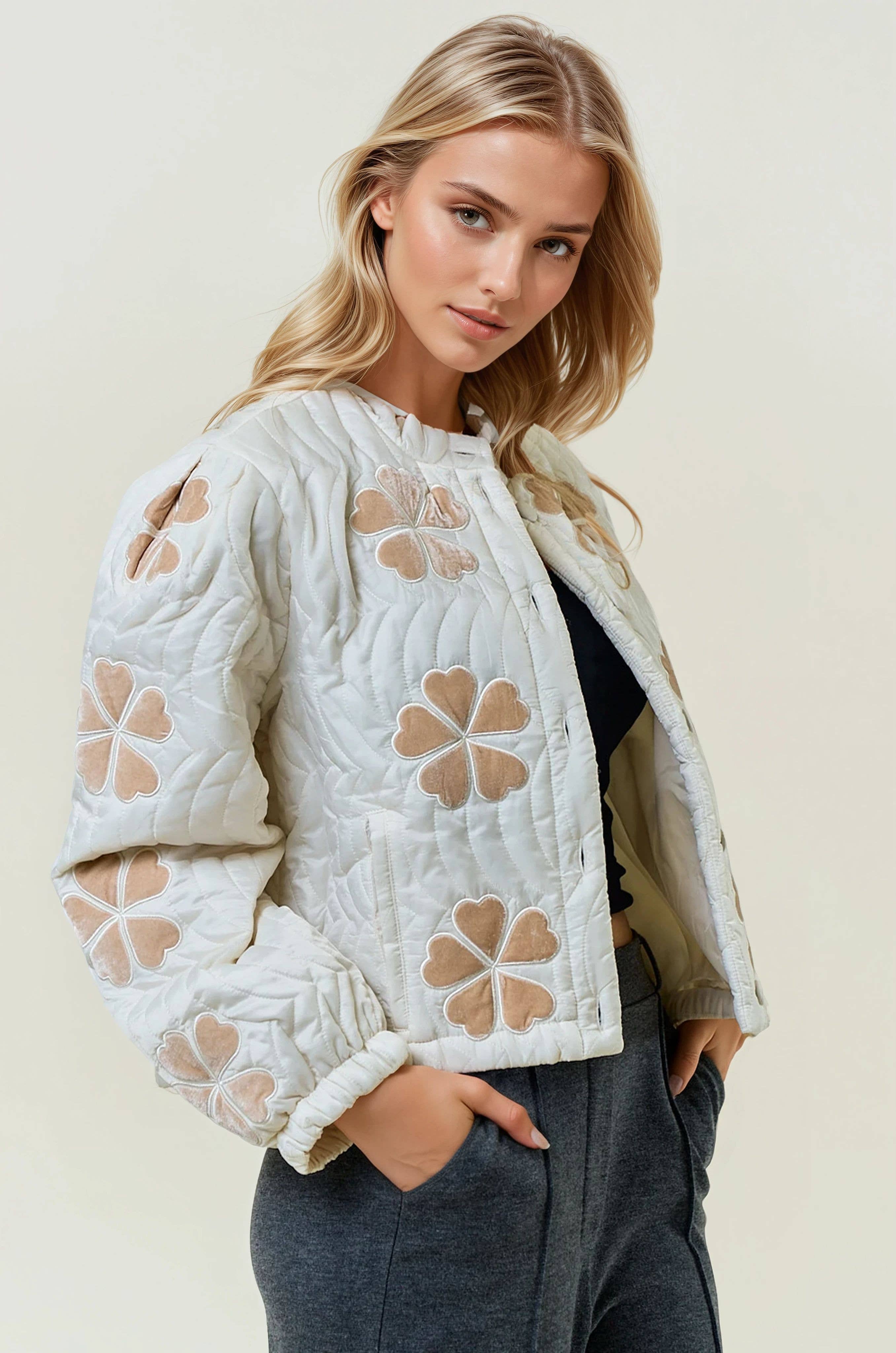 PUFF SLEEVE QUILTED JACKET