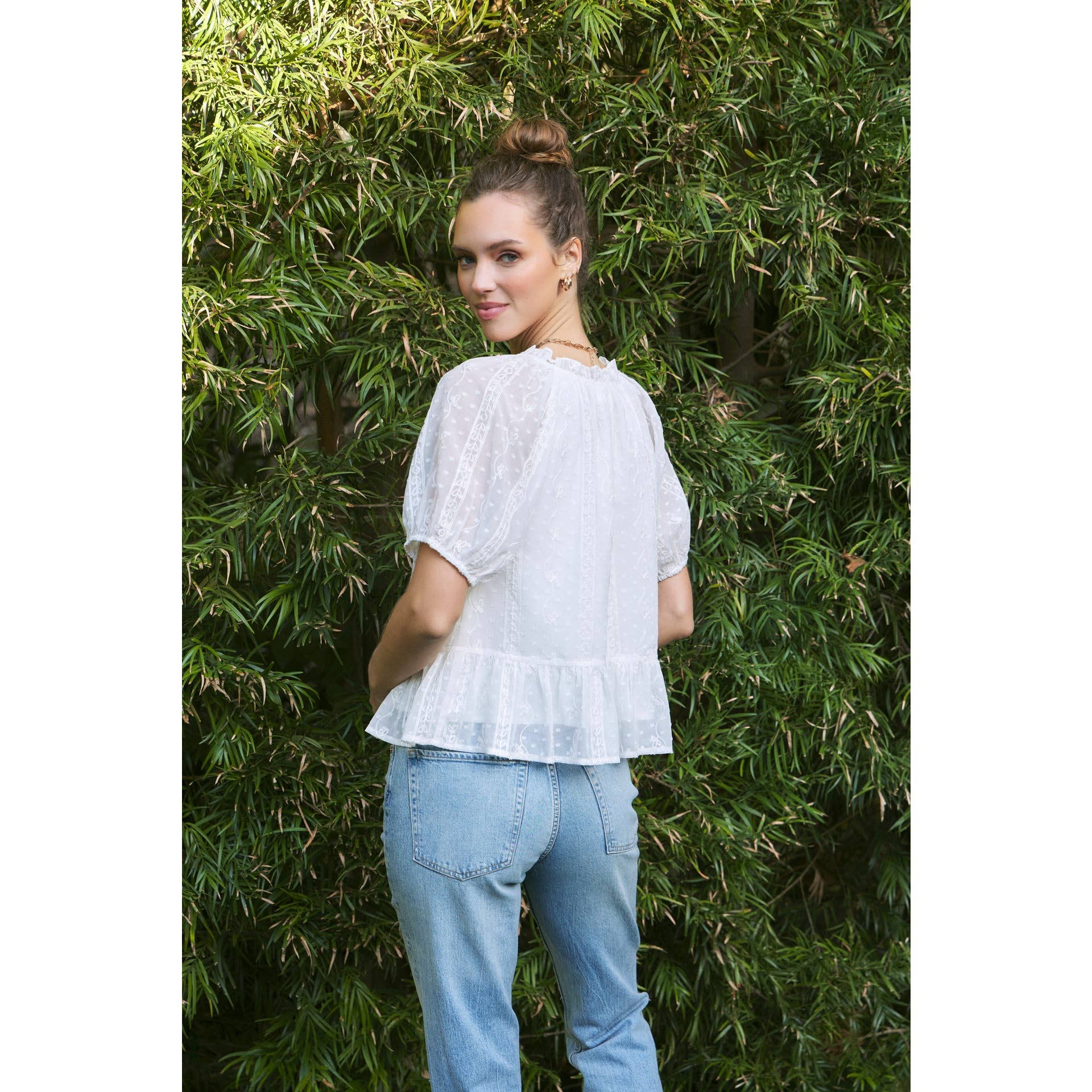 EMBROIDERED CHIFFON BLOUSE
