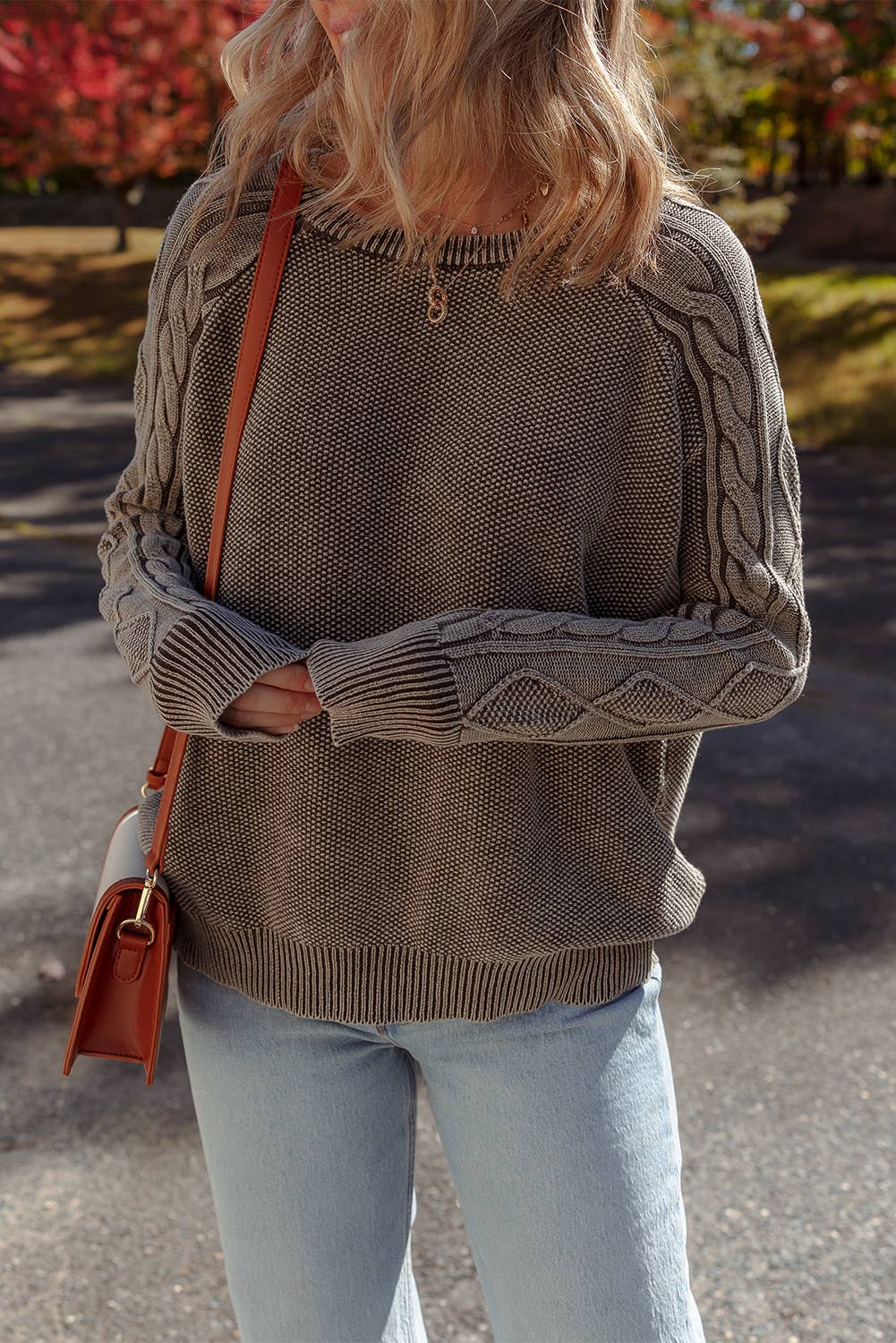 Contrast Cable Knit Sweater