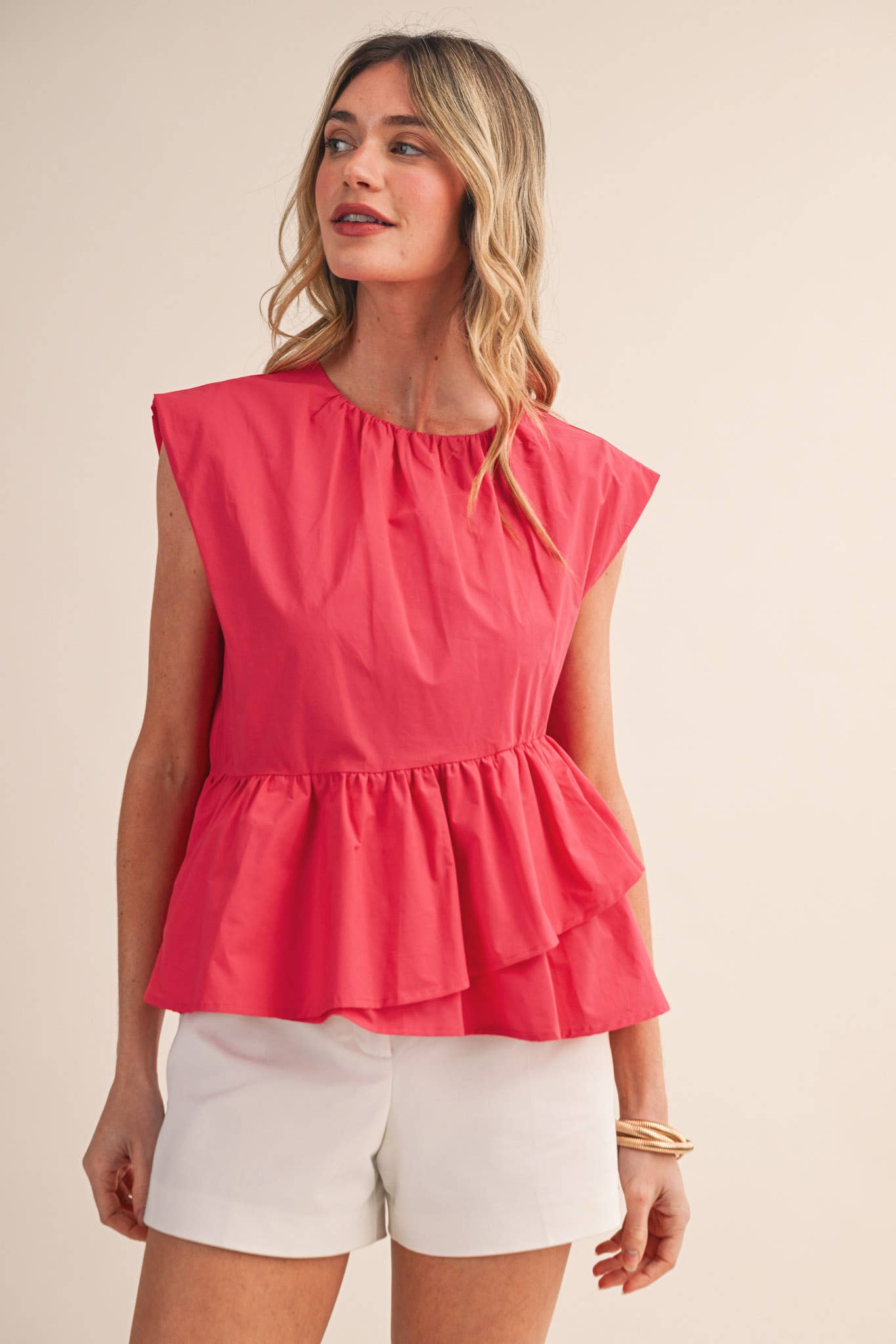 RUFFLED PEPLUM HEM TOP
