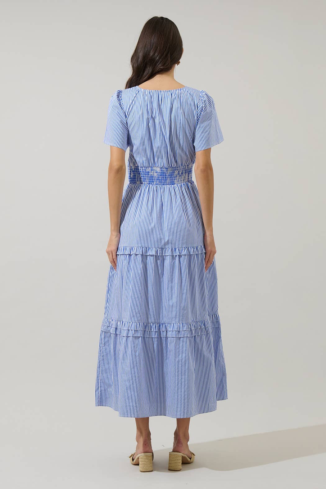 Sherah Striped Palmer Poplin Tiered Maxi Dress