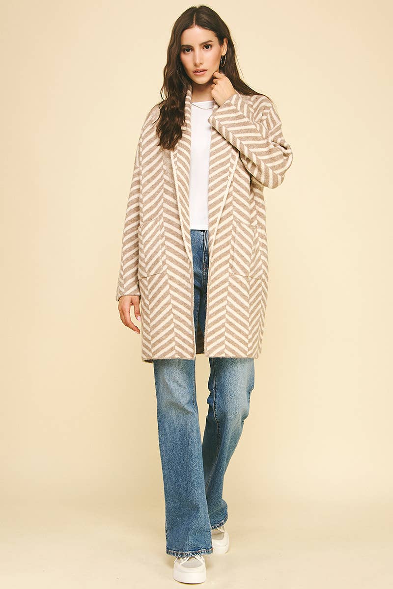 DIAGONAL STRIPE CARDIGAN