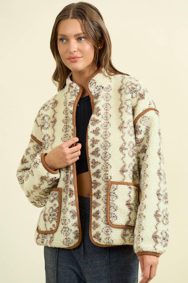 FAIRISLE FAUX SHEARLIING SWEATSHIRT